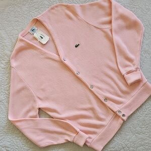 NWT Lacoste Vintage Pink Button Front Cardigan Sweater Haymaker Size‎ Large